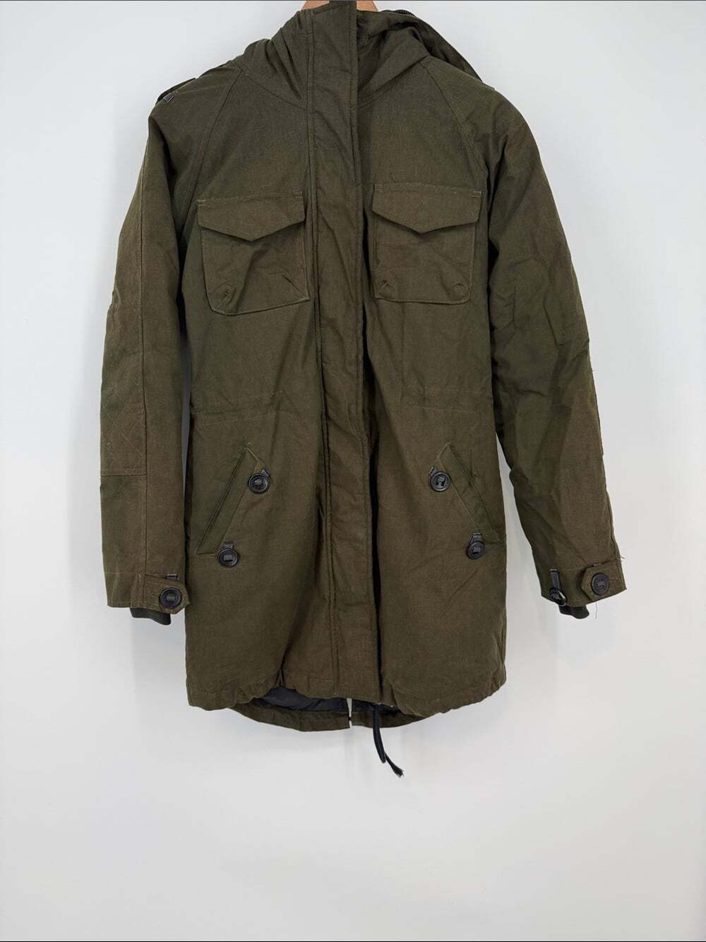 Aritzia Community Olive Green Down Hooded Winter Jacket